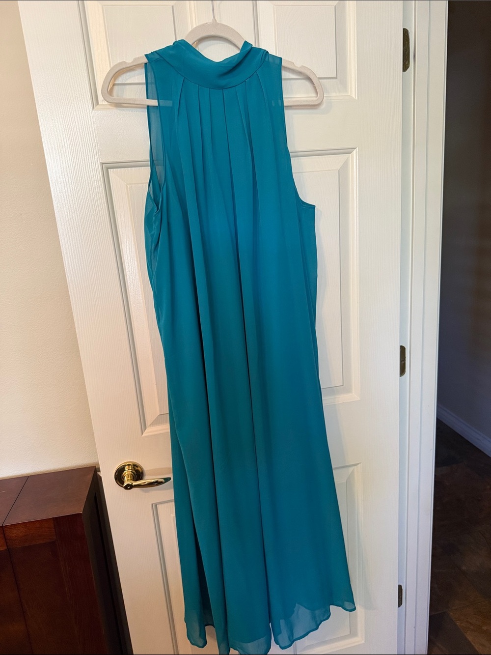 Banana Republic Teal Sleeveless Maxi Dress with High Neck